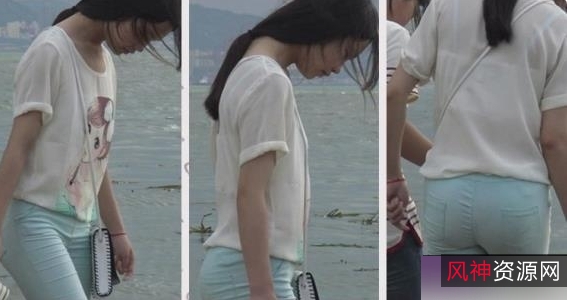 清纯少女海边戏水街拍作品